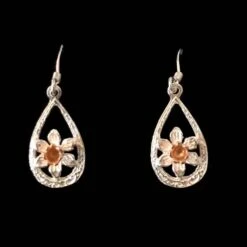 Daffodil Earrings In Rain Drop Silver And Rose Gold