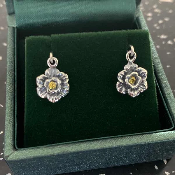 Daffodil Stone Drop Earrings Sterling Silver 3 Daffodil Stone Drop Earrings Sterling Silver