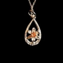 Daffodil Teardrop Necklace Silver With Gold Plated Flower