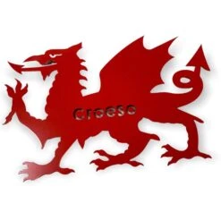 Metal Red Welsh Dragon Croeso Plaque
