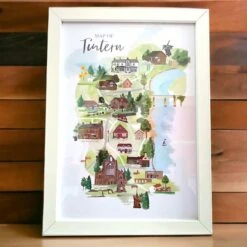 Illustrated Tintern Map Print And White Box Frame