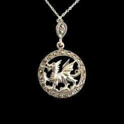 Marcasite Welsh Dragon Necklace