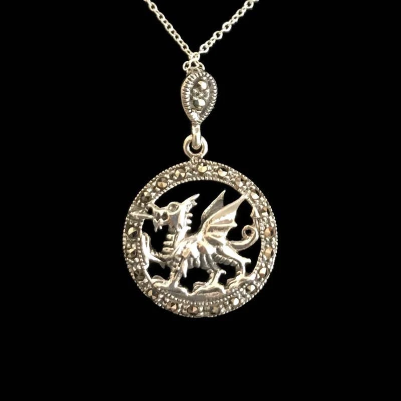 Marcasite Welsh Dragon Necklace 3 Marcasite Welsh Dragon Necklace