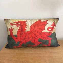 Oblong Aged Welsh Flag Cushion