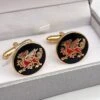 Gold And Black Welsh Dragon Cufflinks 2 Gold And Black Welsh Dragon Cufflinks -Handmade Gifts Shop black and gold welsh dragon cufflinks