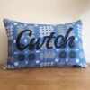 Sky Blue Welsh Tapestry Oblong Cwtch Cushion -Handmade Gifts Shop blue cwtch cushion tapestry pattern