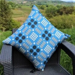 Sky Blue Large Welsh Tapestry Cushion