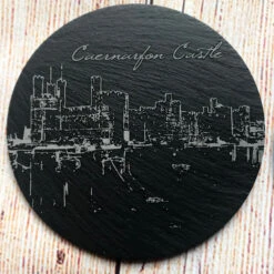 Welsh Castles Slate Coaster (set Of Six) With Box -Handmade Gifts Shop caernarfon castle welsh slate coaster