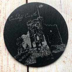 Welsh Castles Slate Coaster (set Of Six) With Box -Handmade Gifts Shop cardiff castle welsh slate coaster