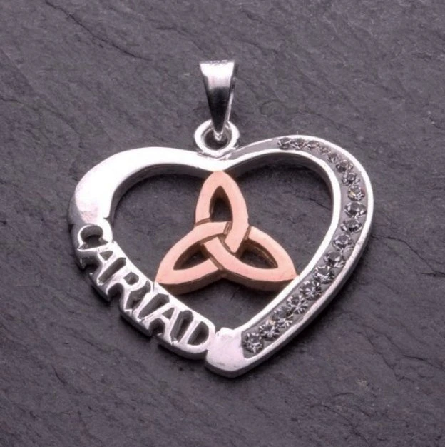 Cariad Triquetra Necklace Silver And Rose Gold 3 Cariad Triquetra Necklace Silver And Rose Gold