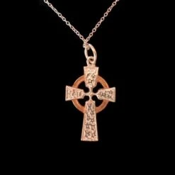 Celtic Cross Necklace Rose Gold Plate And Sterling Silver