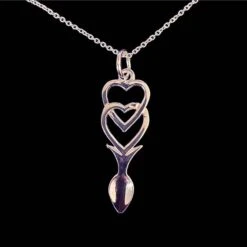 Love Spoon Necklace Interlocking Hearts Silver