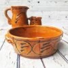 Flat Bowl Honey Brown Earthenware -Handmade Gifts Shop flat bowl earthenware welsh pottery