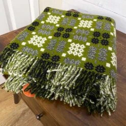 Green Welsh Tapestry Blanket