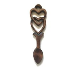Interlocking Hearts Welsh Love Spoon