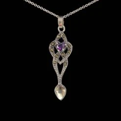 Marcasite Infinity Love Spoon Necklace With Gems