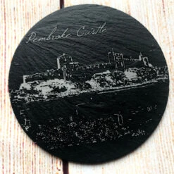 Welsh Castles Slate Coaster (set Of Six) With Box -Handmade Gifts Shop pembroke castle welsh slate coaster