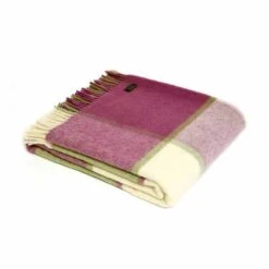 Raspberry Block Check Woollen Welsh Blanket