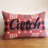 Welsh Tapestry Long Cwtch Cushion Red -Handmade Gifts Shop red cwtch cushion welsh blanket