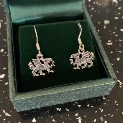 Silver Welsh Dragon Drop Earrings