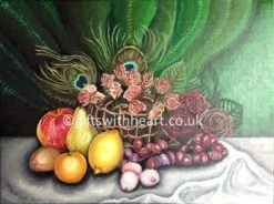 Still Life Painting With Fruit And Flowers
