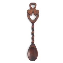 Two Hearts And Twisted Handle Welsh Love Spoon