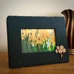 Daffodils Slate Photo Frame Horizontal With Print