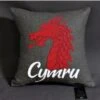 Welsh Dragon Head Cushion Grey 1 Welsh Dragon Head Cushion Grey -Handmade Gifts Shop welsh dragon head cymru cushion