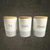 Ceramic Cream Welsh Blanket Pattern Kitchen Cannisters (set Of 3)