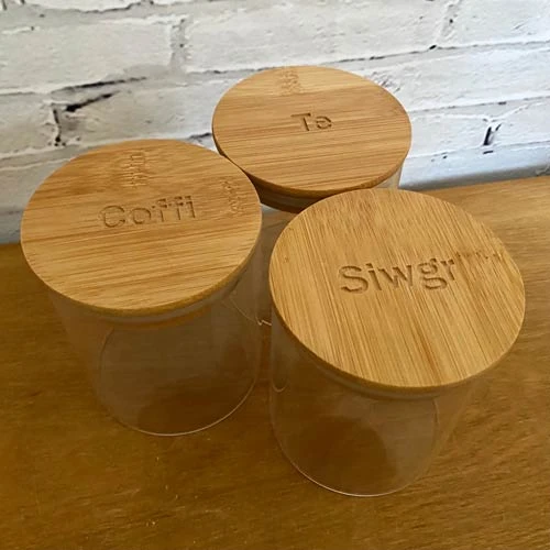 Engraved Welsh Kitchen Canisters (set Of 3) 3 Engraved Welsh Kitchen Canisters (set Of 3)