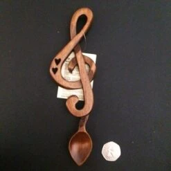Welsh Love Spoon With Musical Treble Clef Large