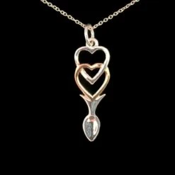 Love Spoon Necklace Interlocking Hearts