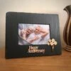 Anniversary Slate Photo Frame Horizontal 2 Anniversary Slate Photo Frame Horizontal -Handmade Gifts Shop welsh slate anniversary photo frame