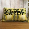 Mustard Yellow Welsh Tapestry Oblong Cwtch Cushion -Handmade Gifts Shop welsh tapestry cwtch cushion