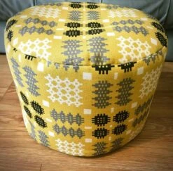 Mustard Yellow Welsh Tapestry Pouf